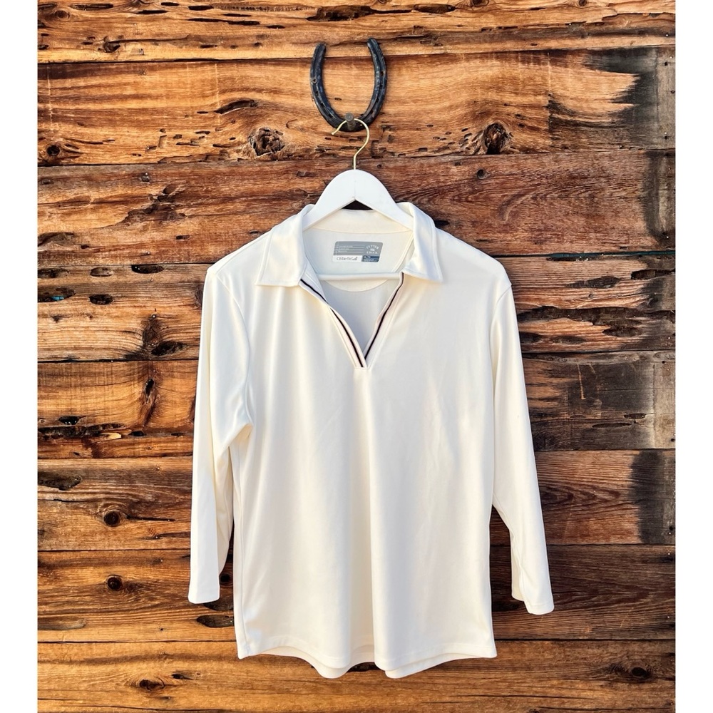 CUTTER & BUCK | Women’s Cream Off White 3/4 Sleeve Polo Golf Shirt XL